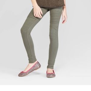 Girls Olive green Moto Legging pants